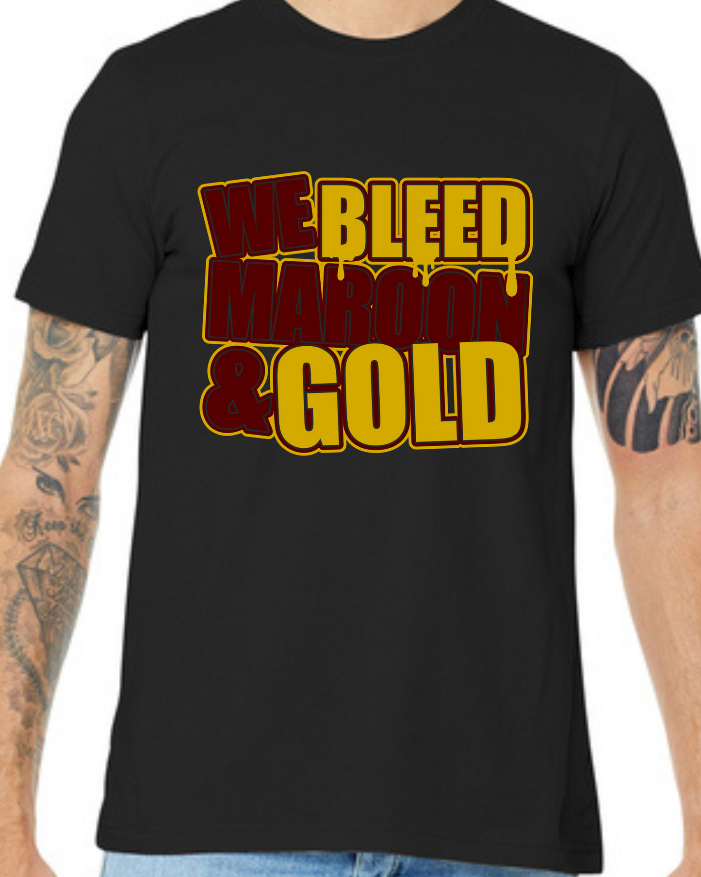 Core Cotton Tee-Bleed Maroon and Gold