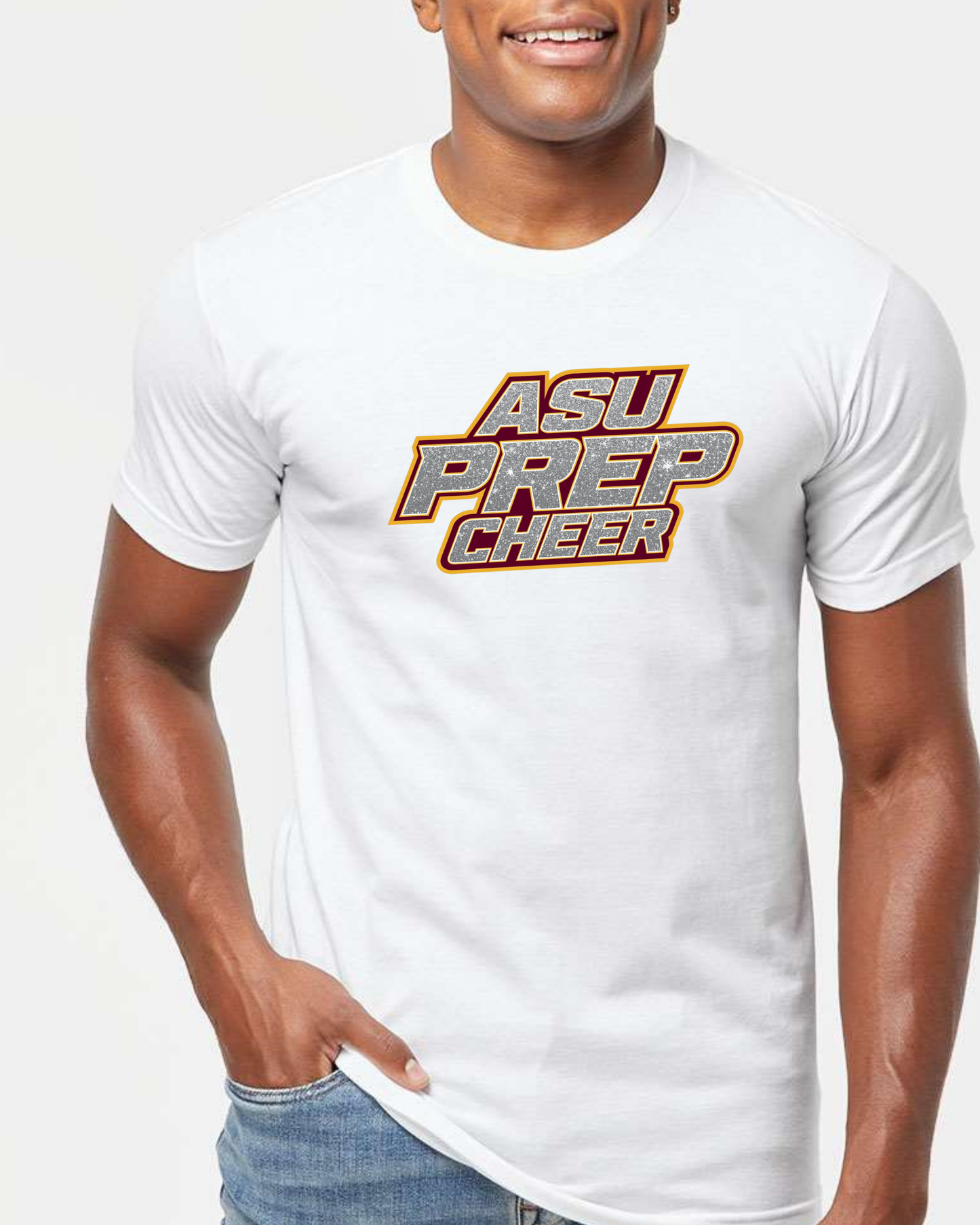 Core Cotton Tee-Cheer Faux Glitter