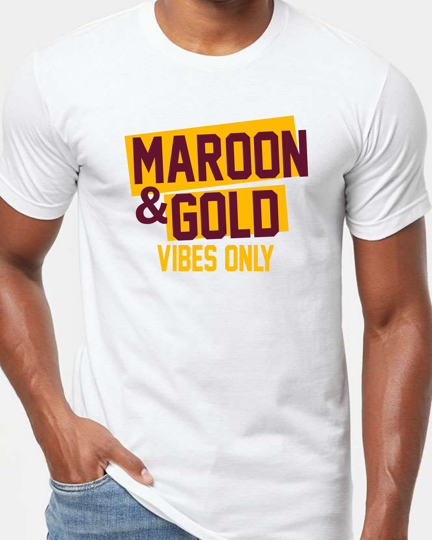 Core Cotton Tee-Maroon and Gold Vibes