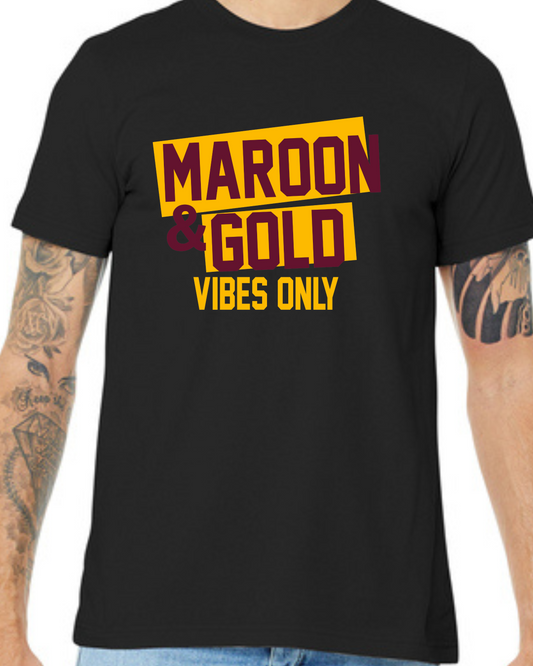 Core Cotton Tee-Maroon and Gold Vibes