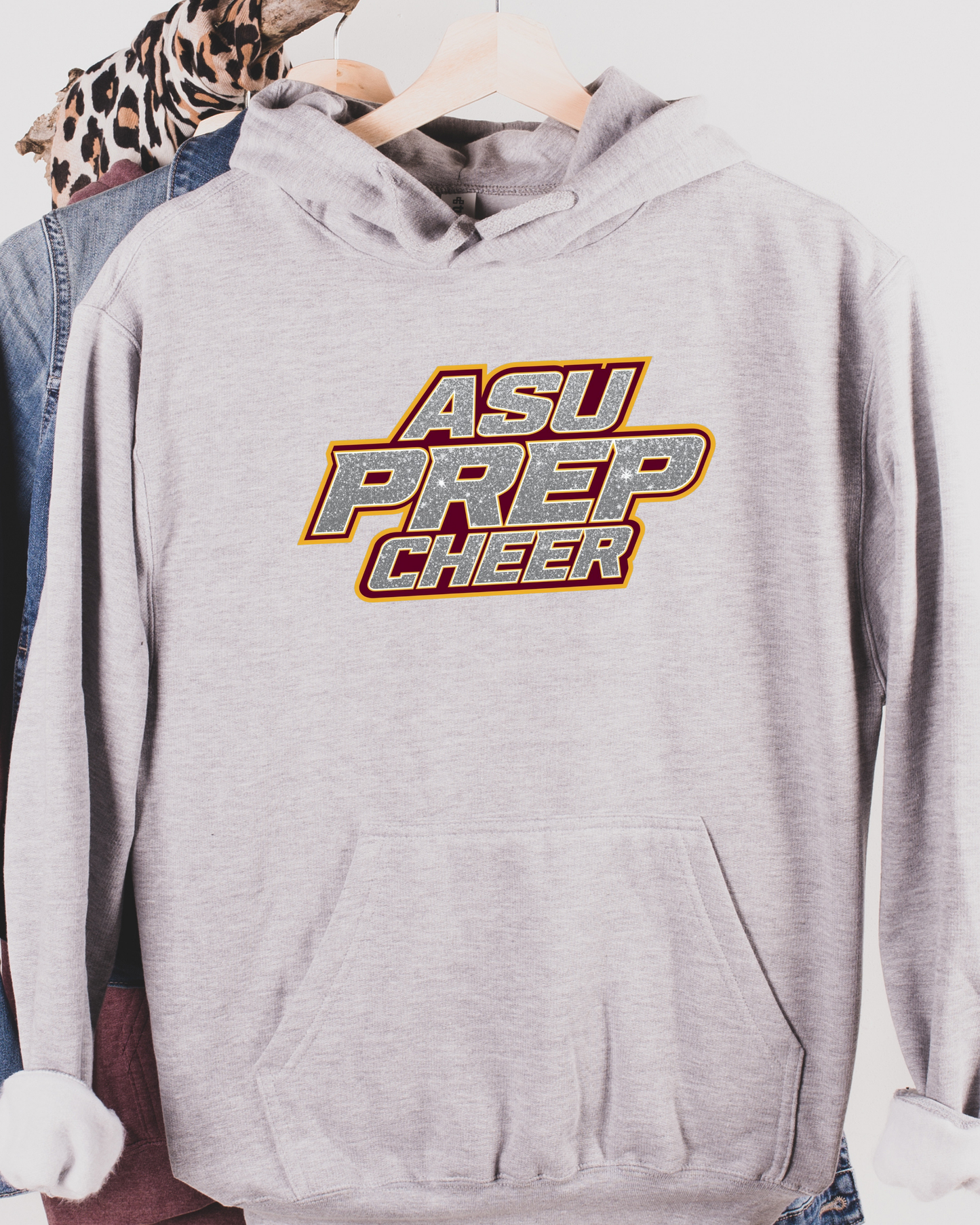 Hooded Sweatshirt-Cheer Faux Glitter