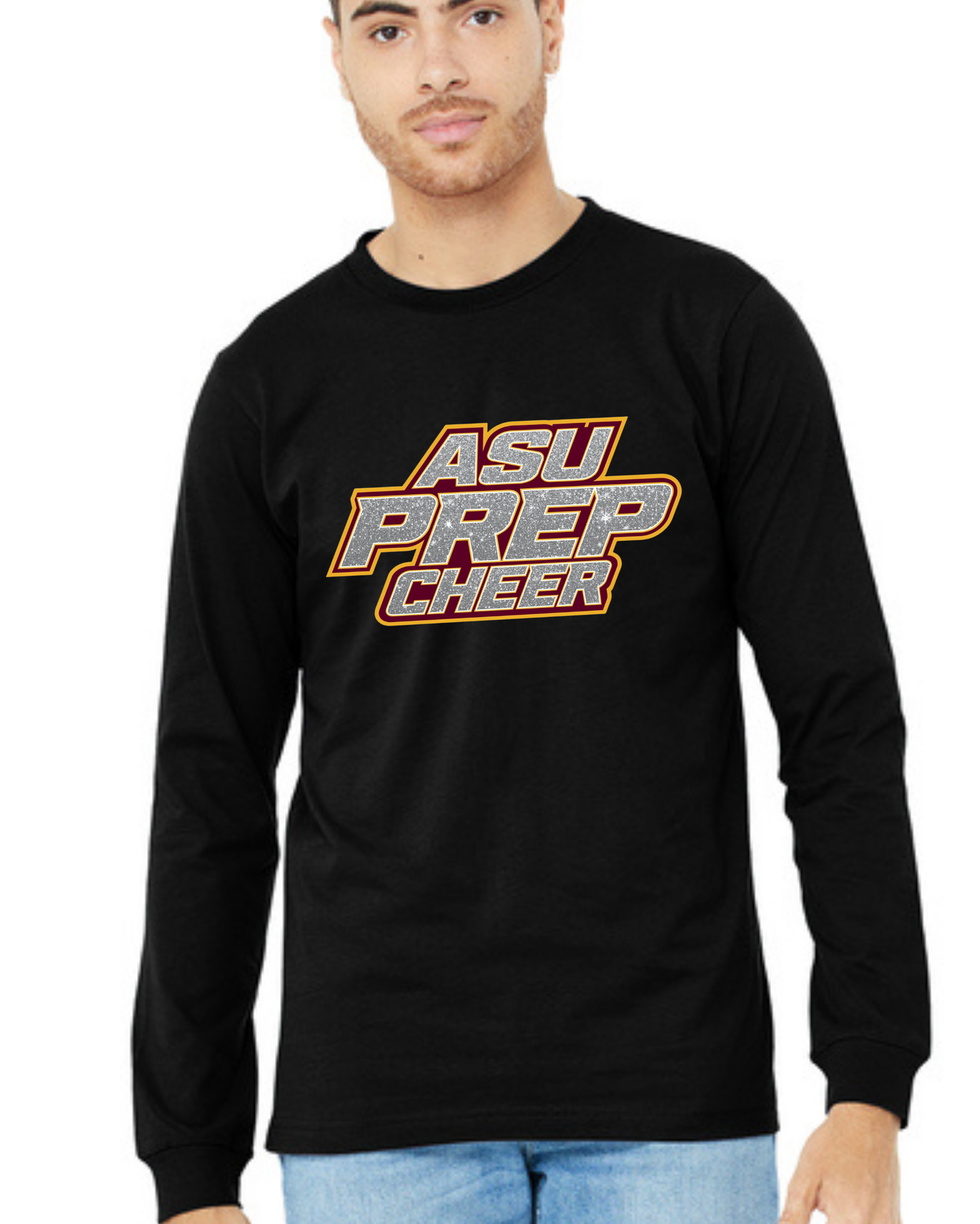 Long Sleeve Tee -Cheer Faux Glitter